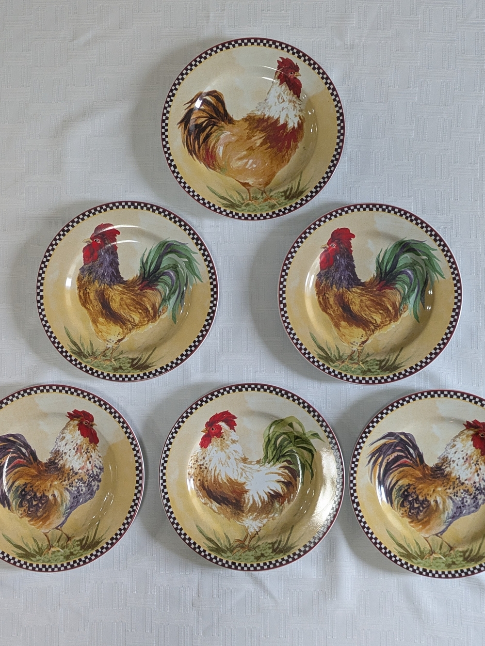 Vintage Sakura Chanticleer Salad Plates Set of 6 Sally Eckman Roberts Rooster